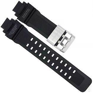 Casio original strap for GW-A1100, black resin with stainless buckle